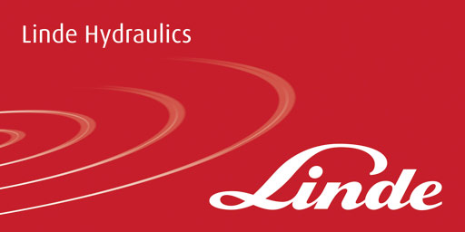 Linde Hydraulics logo on red background.
